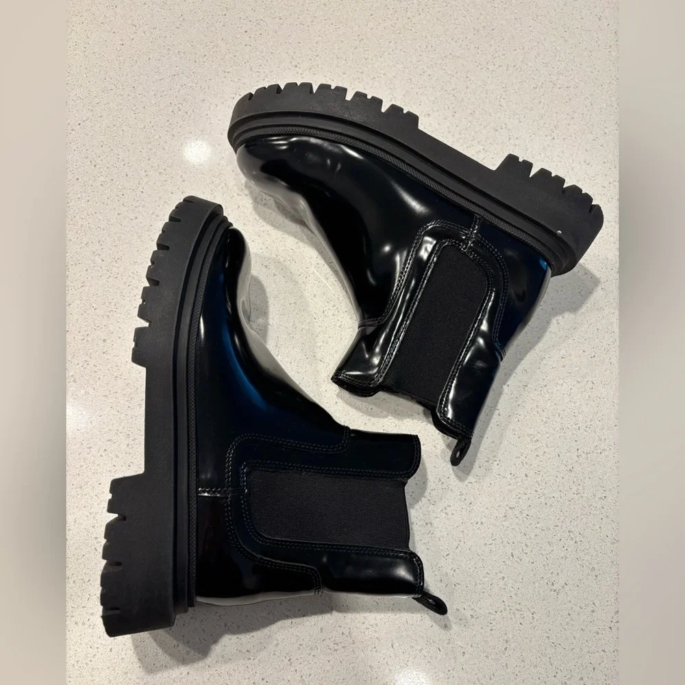 Zara Patent Leather boots, Size 4